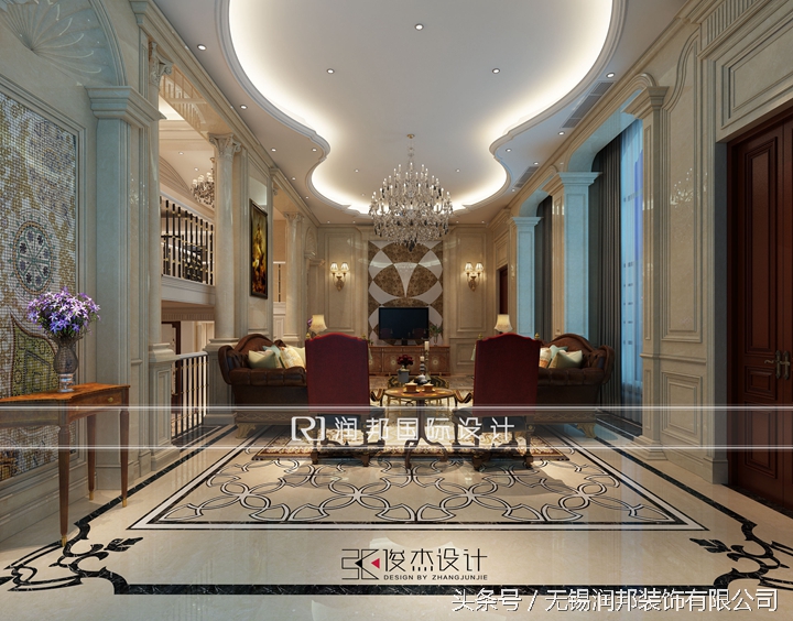 300平米美式风格一楼半豪华别墅,简约法式别墅案例