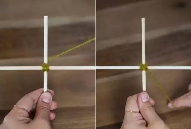 用毛线和竹棍编十字架,木棍编织方法图解