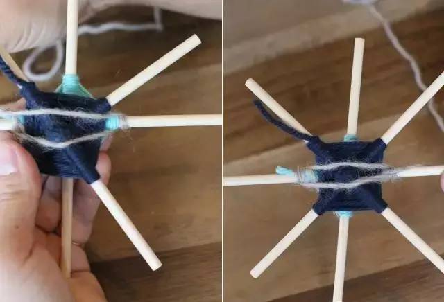 用毛线和竹棍编十字架,木棍编织方法图解