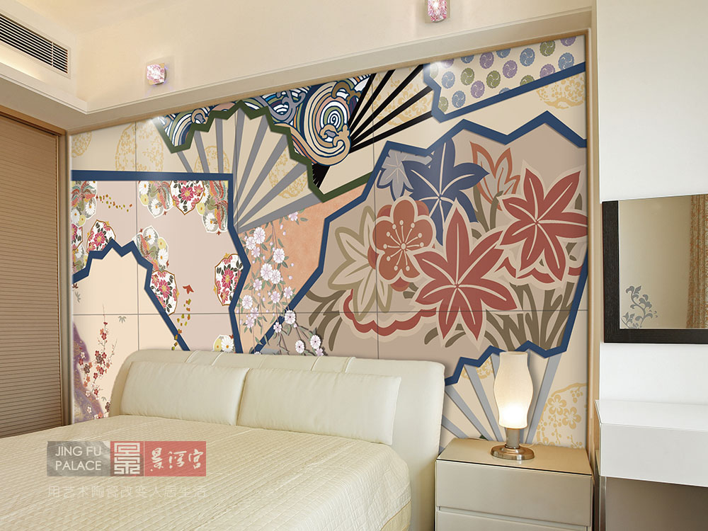 看一下卧室的背景墙,简雅瓷艺术背景墙轻奢版