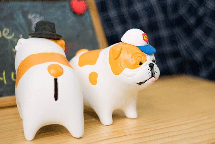 有趣招财狗存钱罐,装饰存钱罐用的装饰品可进可出