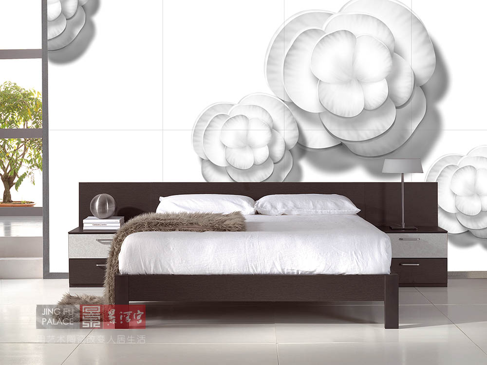 看一下卧室的背景墙,简雅瓷艺术背景墙轻奢版