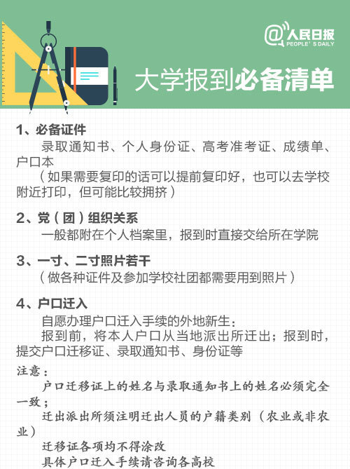 大学生新生报到需要带什么,大学新生报到需要带什么证件