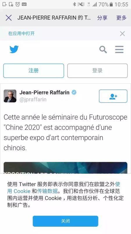 法国前总理拉法兰获赠中国当代画家刘念油画作品《光明与黑暗》