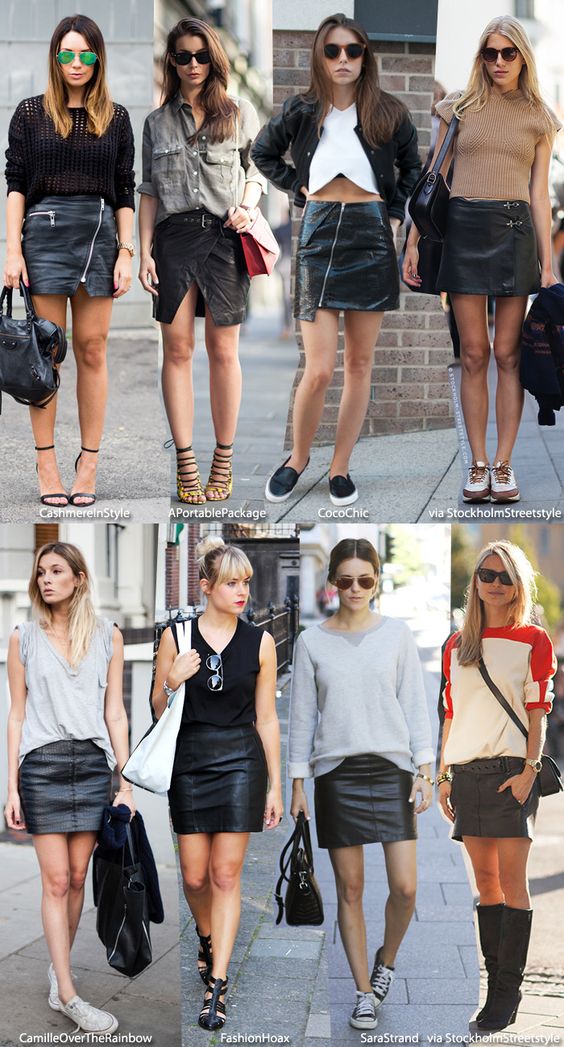 简单大方洋气皮裙,皮裙显瘦穿搭教学