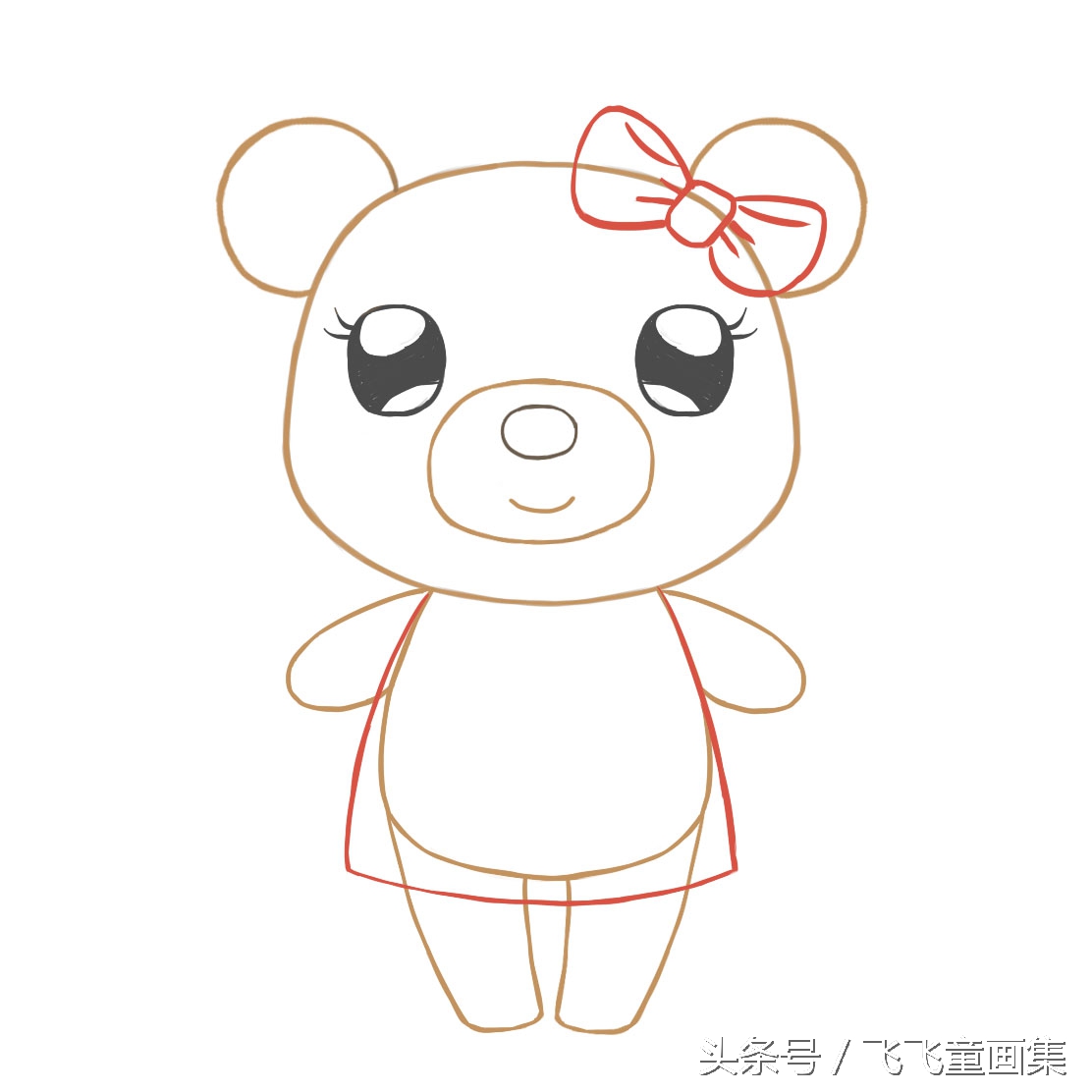 怎样画可爱的小熊简笔画,儿童画小熊简单画法