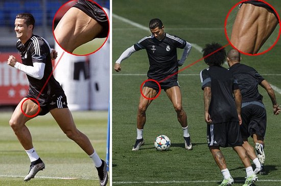 c罗大腿肌肉对比梅西,c罗的大腿有多粗