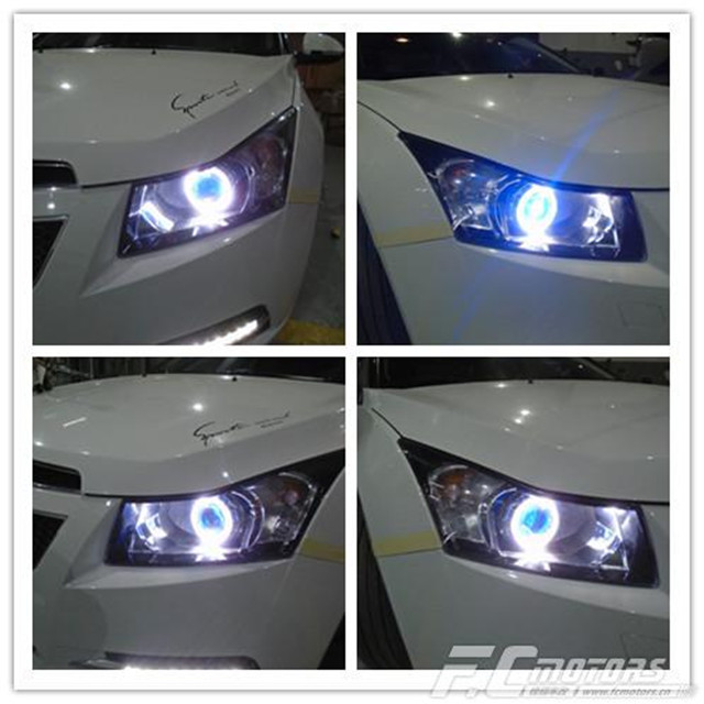 科鲁兹改灯双光透镜,科鲁兹灯光改装恶魔眼