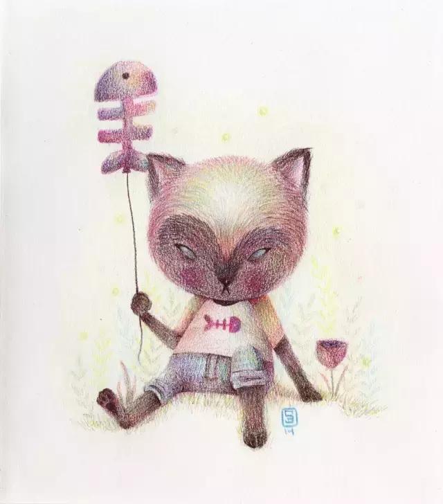 插画魔卡少女樱,插画少女和猫图片