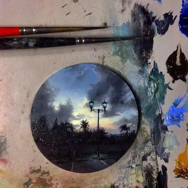 去艺术馆旅游回来画一幅画,油画风景随身带