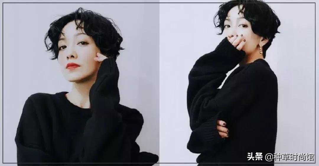 羊毛卷头发t恤穿搭,夏季烫羊毛卷穿搭