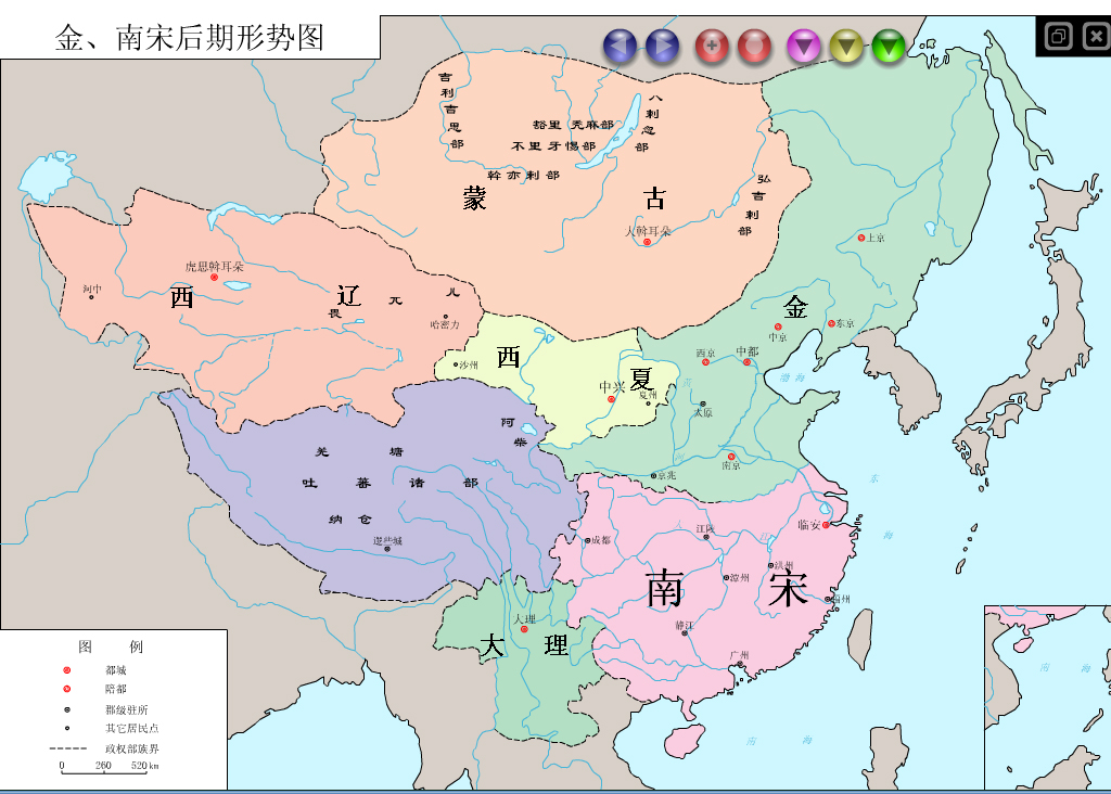 中国南宋时期各国地图,中国古代宋到清地图