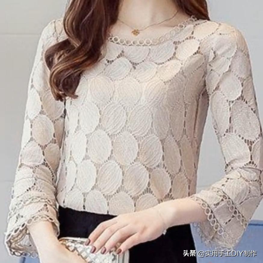 衬衫蕾丝上衣女设计感,新款设计感小众女装长袖蕾丝衬衫