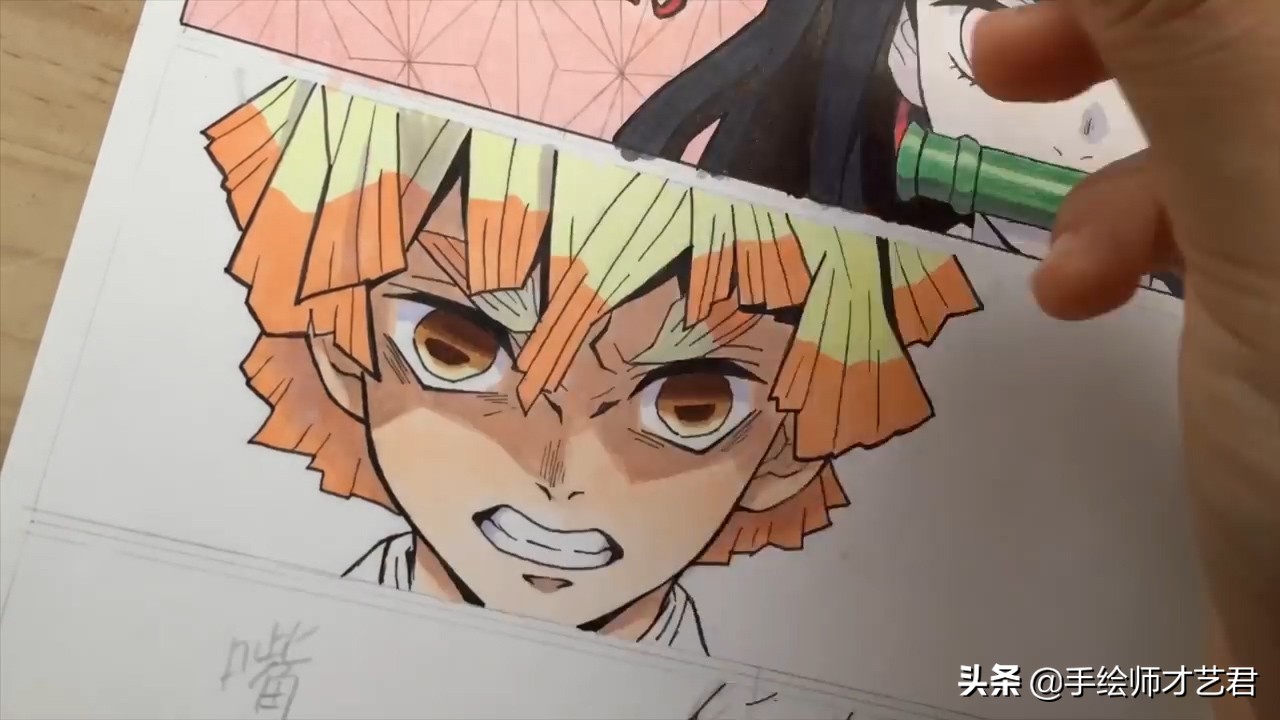 鬼灭之刃人物绘画马克笔,水彩画鬼灭之刃人物教程