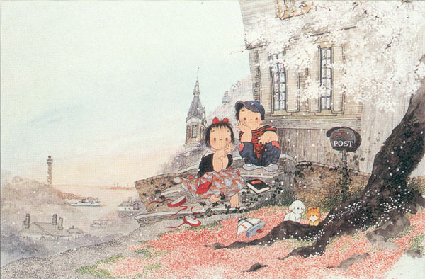 日本童趣主题画,儿童绘画日本艺术