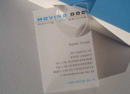 名片创意设计案例,亚克力透明名片效果图