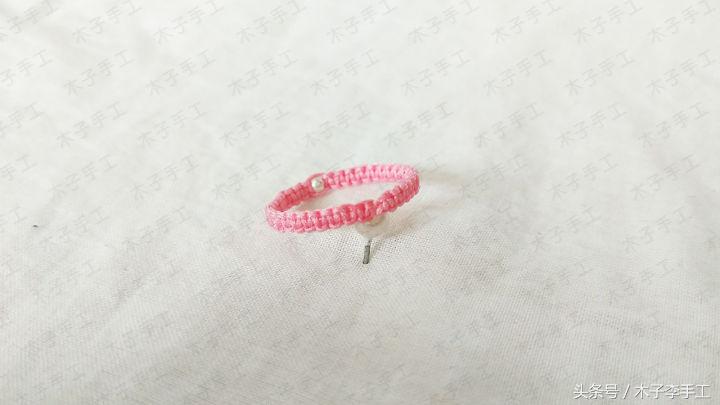 用红绳编戒指平结,平结戒指慢动作编法教程