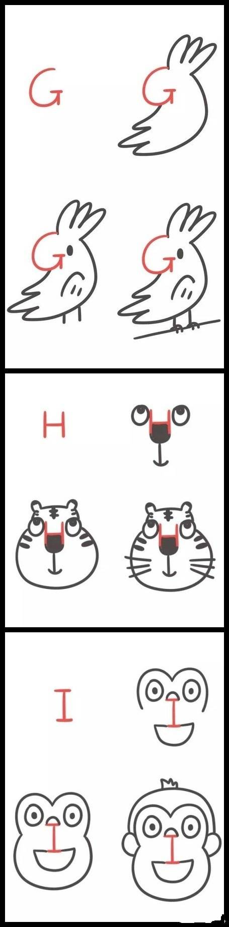 从a到z的字母来画小动物,怎样用英文字母画小动物