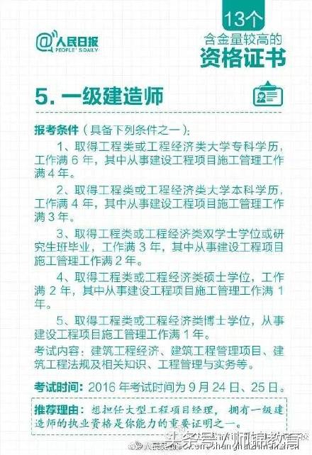 含金量最高的13个证书,含金量最高的证书和收入