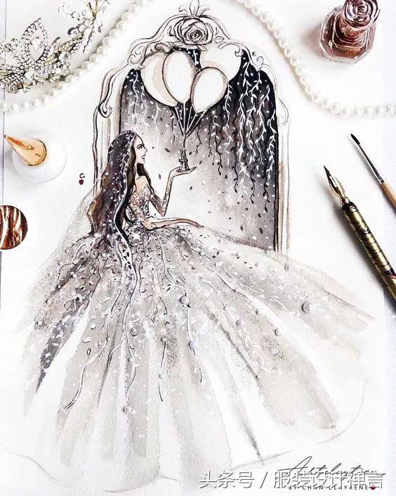 时装手绘｜用指甲油画出高定时装的新加坡女插画师ChanClayrene