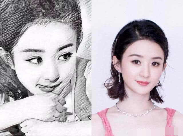 8位女星的“素描画像”,热巴有形无神、范冰冰超像，赵丽颖好厉害