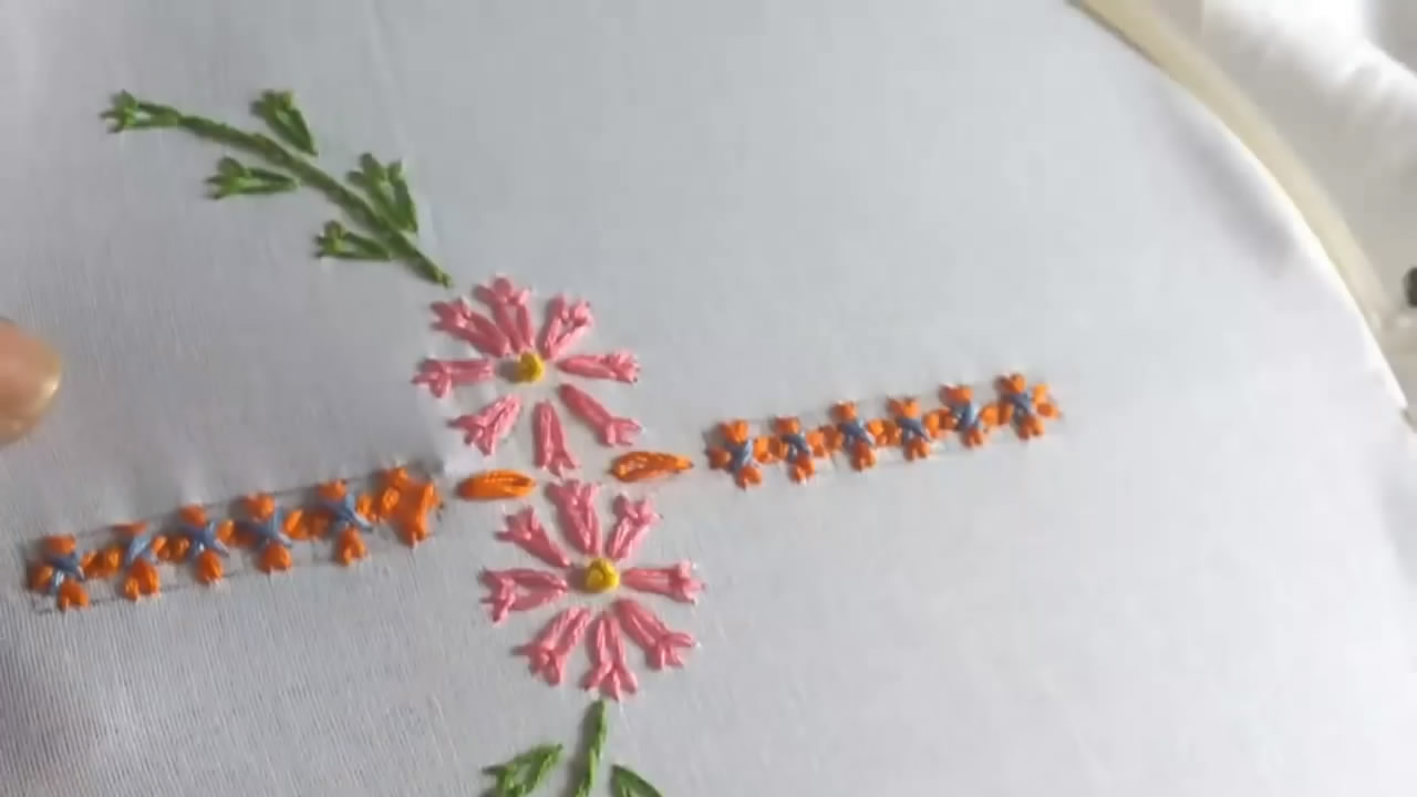 最简单刺绣花教程,刺绣教程简单图案花束