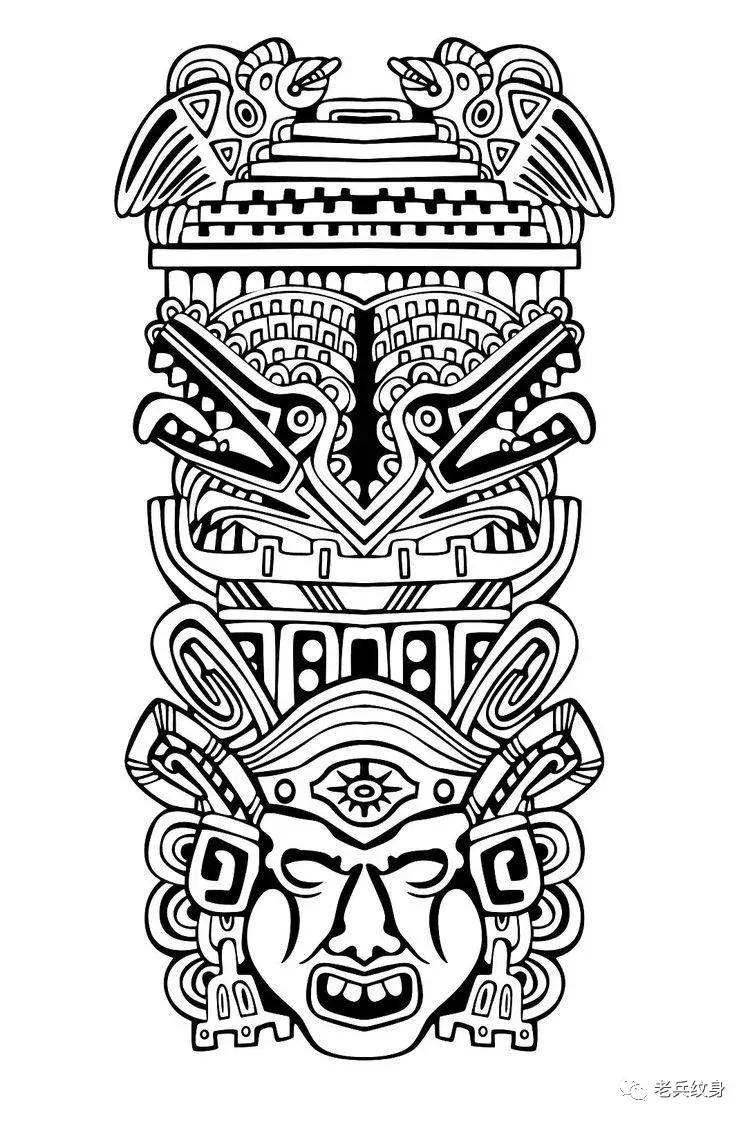 纹身玛雅图腾花臂图案大全,玛雅纹身图腾素材