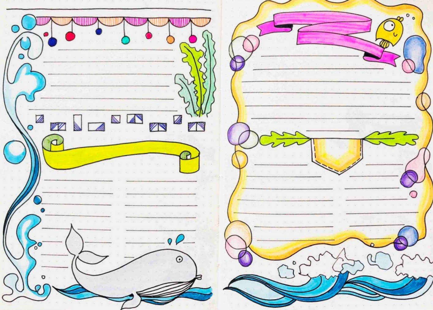 海洋主题手抄报英语版,海洋主题手抄报的图片没有字