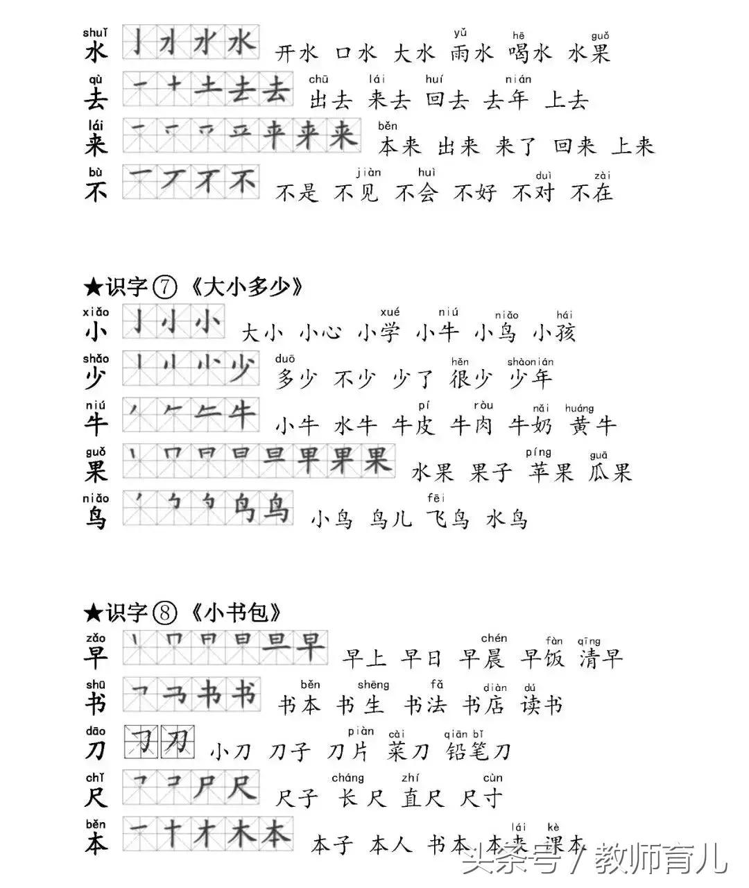 一年级春夏秋冬生字笔顺和组词,一年级语文上册生字笔顺拼音汇总