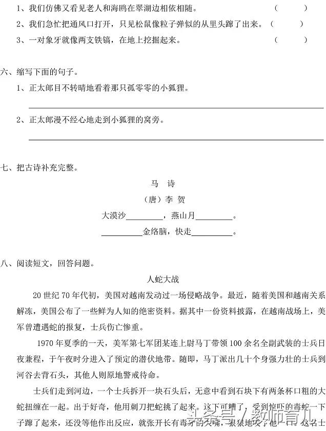 六年级语文期末冲刺天天练,六年级语文期中考试卷提高卷