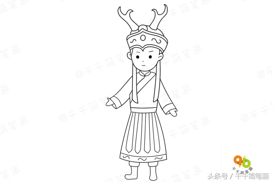 少数民族服饰简笔画超简单,广西少数民族服饰简笔画