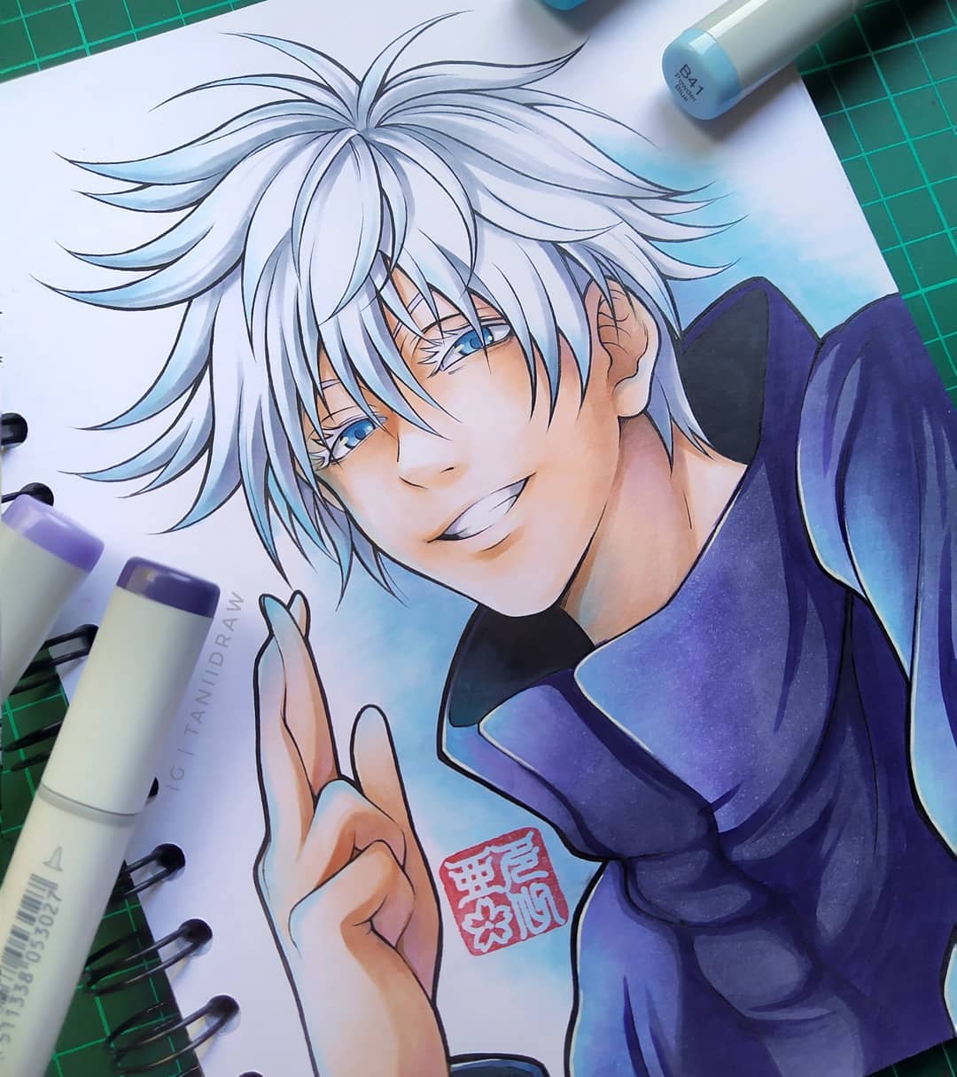 动漫60色马克笔画可爱动漫人物,touchmark马克笔手绘动漫