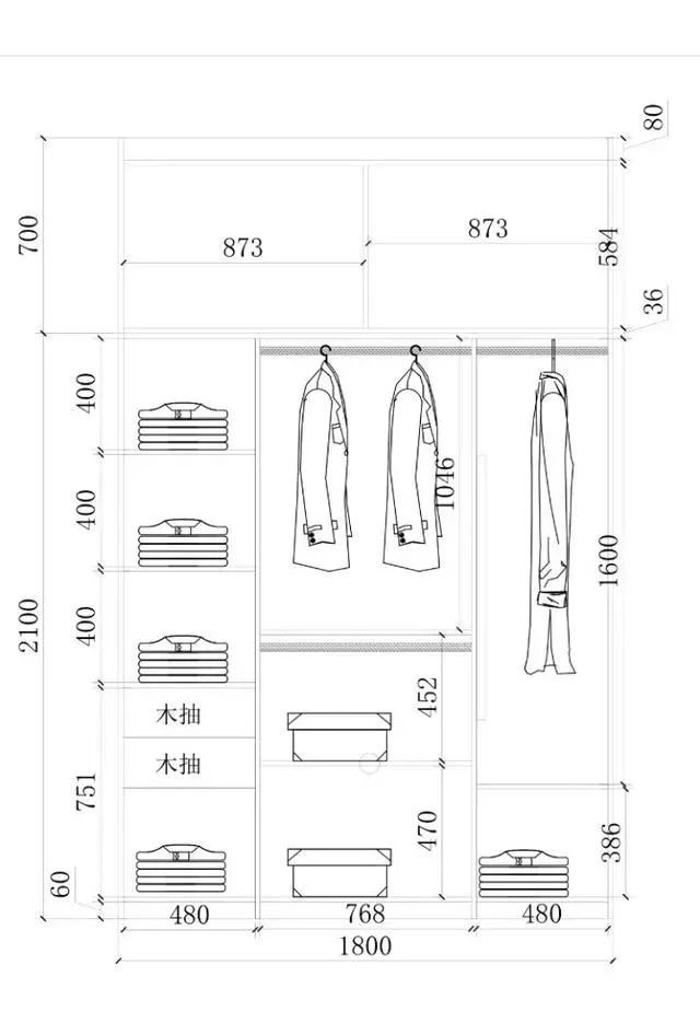 衣柜布局设计尺寸图,52公分的衣柜怎么设计