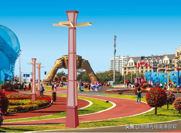 红色文化广场路灯设计,3.5米高庭院灯景观灯成都