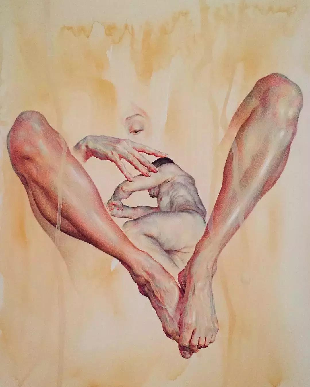 人体彩铅,人体五官彩铅