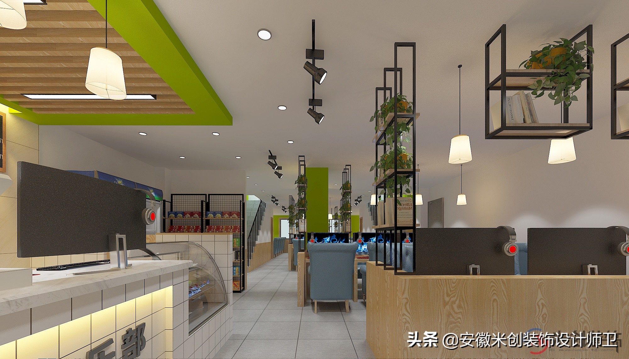 米创网咖设计效果图,网咖装修设计怎么选