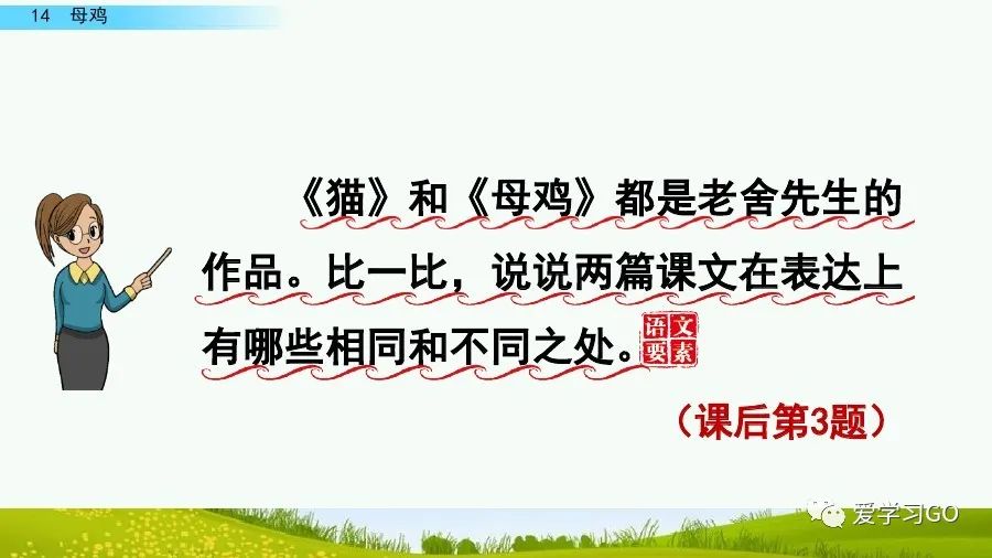 四年级下册语文母鸡课文重点讲解,四年级下册语文14课母鸡重点知识