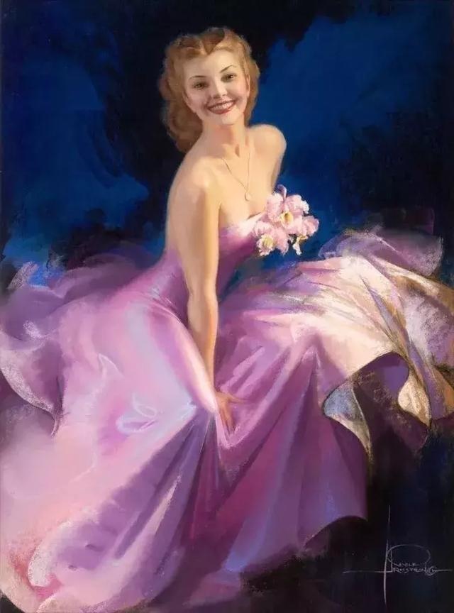 色粉画人物欧美姑娘经典,美国画家笔下美女