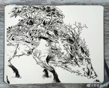 针管笔手绘黑白小插画简单,黑白风的针管笔小插画