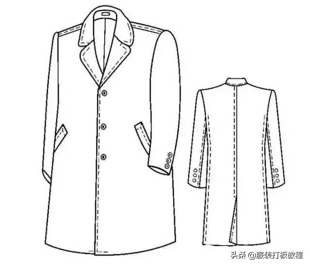 男大衣的工艺流程,服装制版纸样呢子大衣