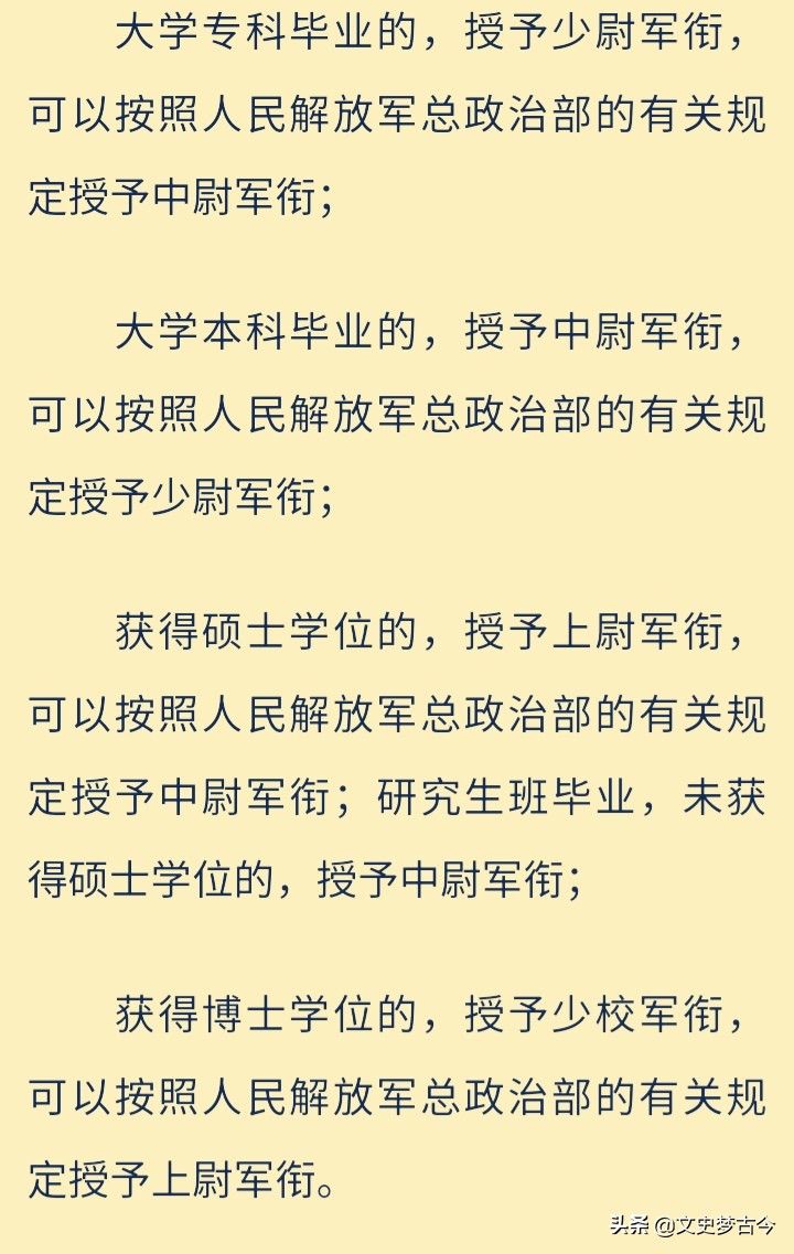 军官军衔与待遇等级对应表,军官待遇级别与军衔等级对应表