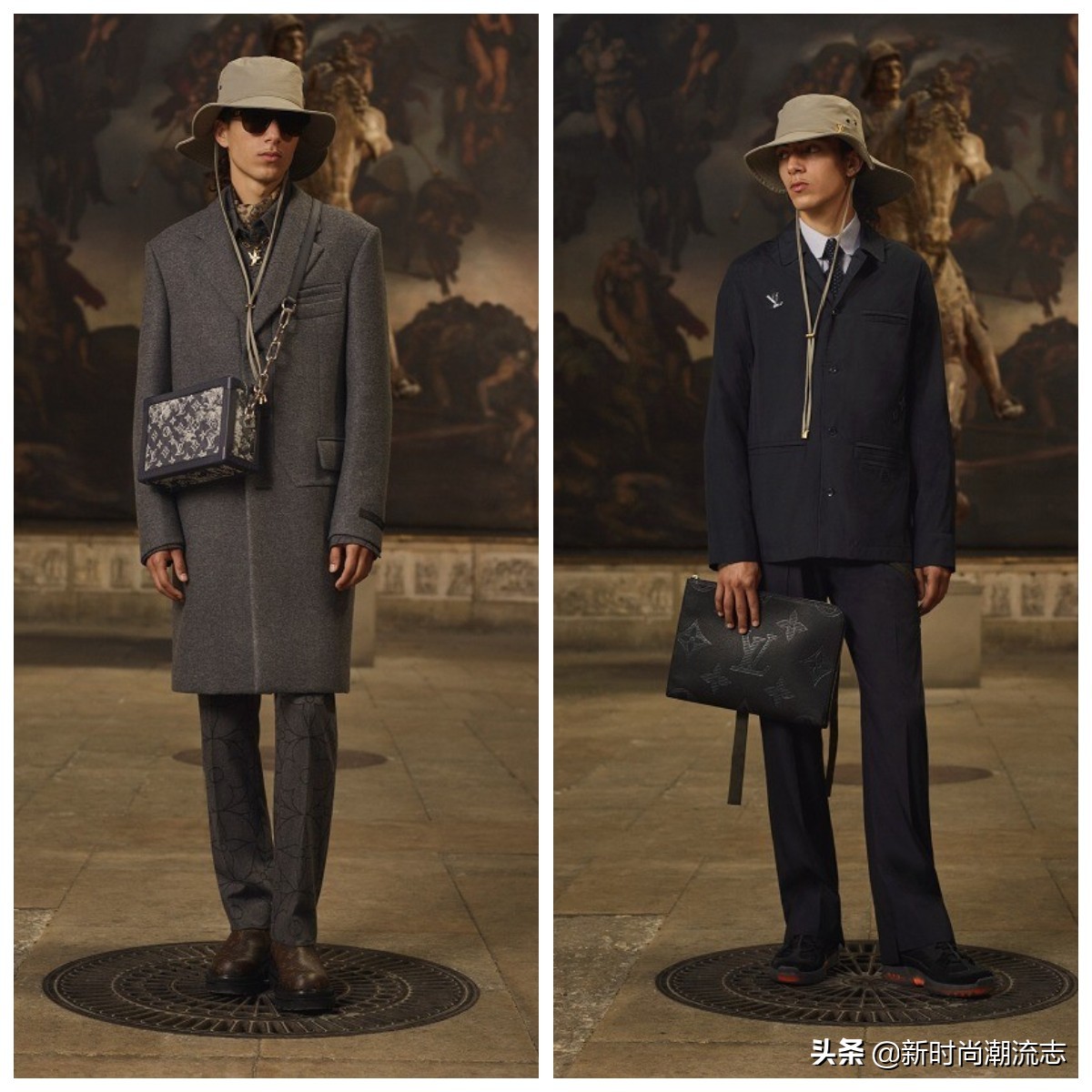 新男款lv包单肩斜挎包带按扣,lv2023早春男装包刺绣