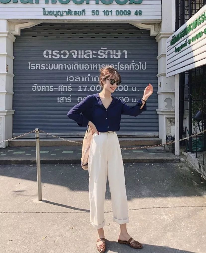 奶奶衫直筒裤搭配图,奶奶衫最洋气的搭配