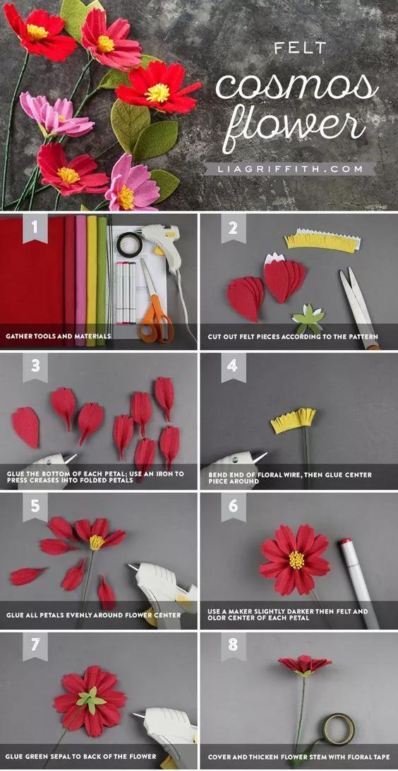 不织布仿真花束制作方法,不织布立体花制作教程清明节