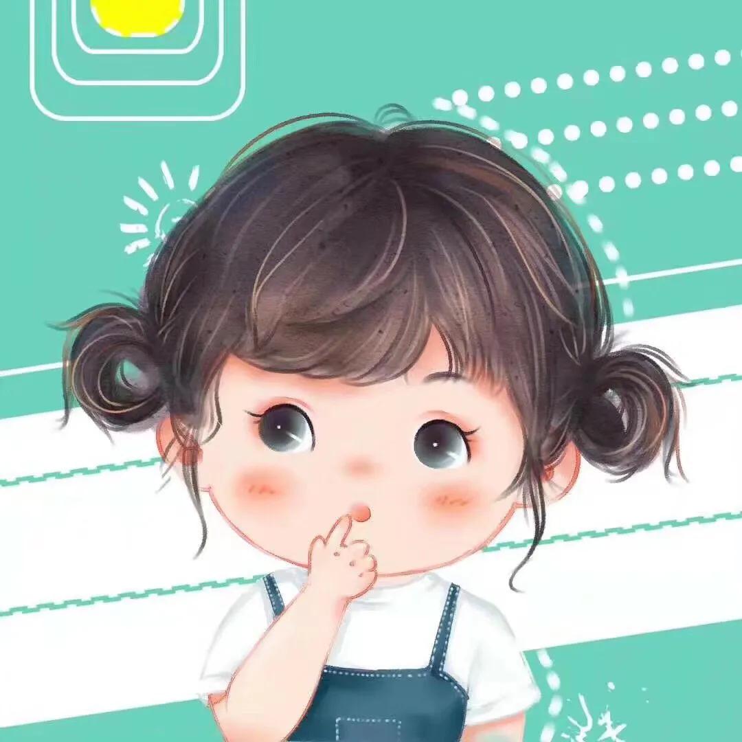 头像女简单干净气质卡通手绘头像,2022年母女好运头像卡通手绘