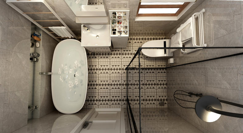 卫生间干湿分离装修效果图浴缸,主卧5平米卫生间带浴缸