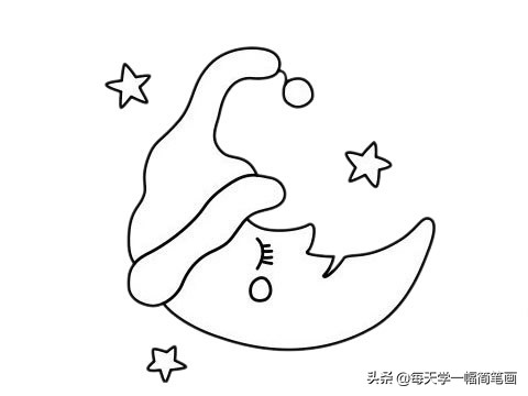 简笔画月亮的画法幼儿园,怎么画小女孩坐在月亮上的简笔画