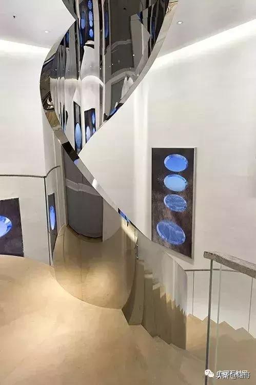 门店大理石楼梯效果图,轻奢大理石楼梯