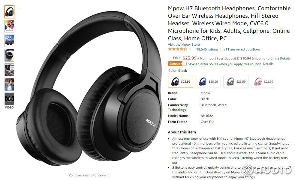 美国亚马逊蓝牙耳机排名,2019亚马逊蓝牙耳机爆款