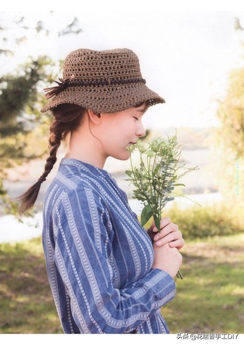 拉菲草帽纯手工编织遮阳帽子桶帽,diy有创意草帽简单又好看